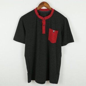 Panache Men's Small Gray Red Wool Blend Henley Short Sleeve Cycling Jersey